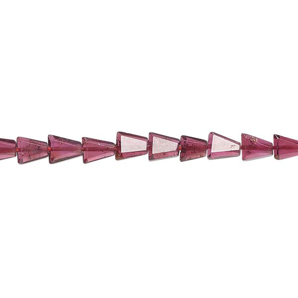 Rhodolite garnet 1pkg1, hand-cut faceted flat triangle bead 15.5-16 inch 4x4x2mm-6x6x4mm image number 0