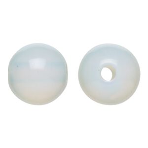 Bead, sea "opal" (glass), white, 18x17mm semi-round. Sold individually.