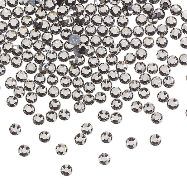 Flat back, Dance With Me™ crystal hotfix rhinestone, black diamond, foil back, 2.7-2.9mm rose, SS10. Sold per pkg of 144 (1 gross). image number 0