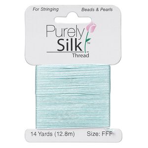 Thread, Purely Silk™, turquoise blue, size FFF. Sold per 14-yard card.