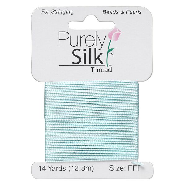 Thread, Purely Silk™, turquoise blue, size FFF. Sold per 14-yard card. image number 0