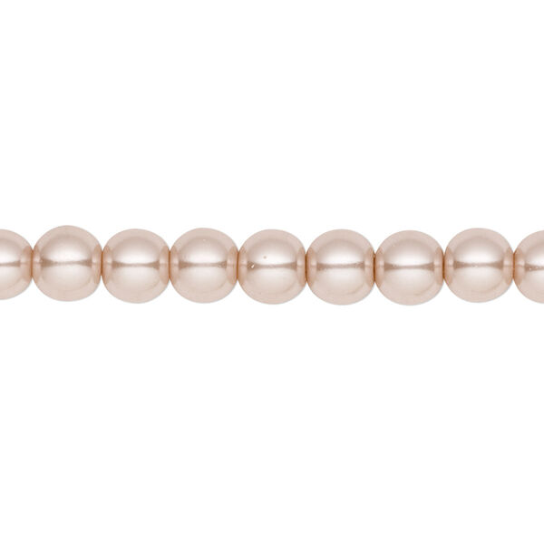 Bead, crystal pearl, champagne, 6mm round. Sold per pkg of (2) 15-1/2" to 16" strands, approximately 130 beads. image number 0