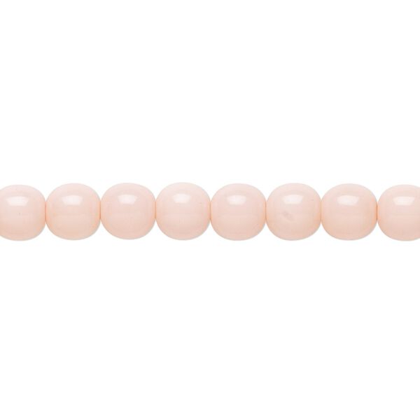 Bead, Czech dipped décor glass druk, light pink, 6mm round. Sold per 15-1/2" to 16" strand. image number 0