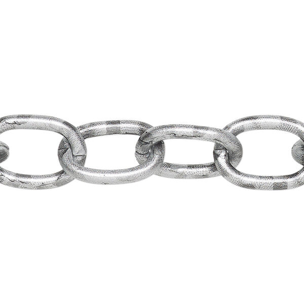 Chain, aluminum, silver and black, 12mm cable. Sold per pkg of 24 inches. image number 0