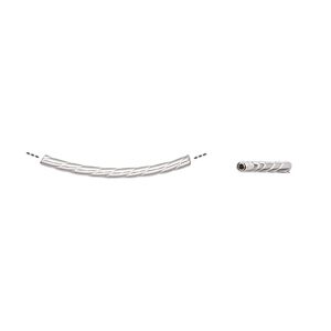 Bead, sterling silver, 20x1mm curved tube with twist and 0.4-0.5mm round hole. Sold per pkg of 10.