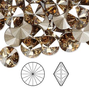 Chaton 288pk crystal golden shadow foil back, Swarovski® 10.54-10.91mm rivoli SS47 1122