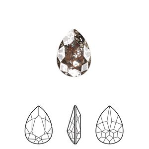 Fancy stone 1pk crystal gold patina foil back, Crystal Passions® 14x10mm pear 4320