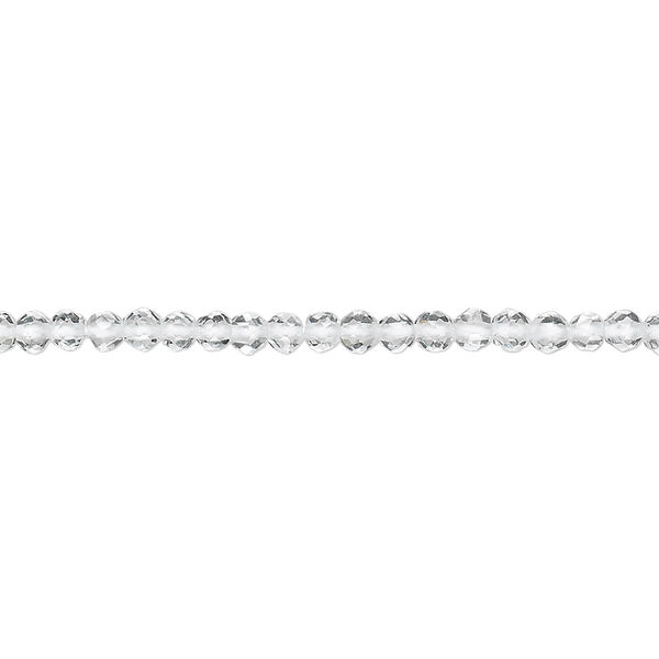 Bead, quartz crystal (natural), 2.5mm hand-cut faceted round, B grade, Mohs hardness 7. Sold per 15-1/2" to 16" strand. image number 0