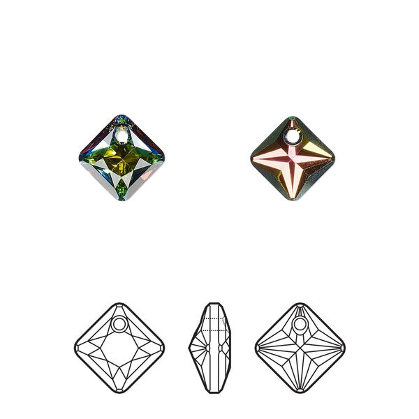 Drop 72pk crystal vitrail medium P, Swarovski® 9mm pendant princess cut 6431 image number 0