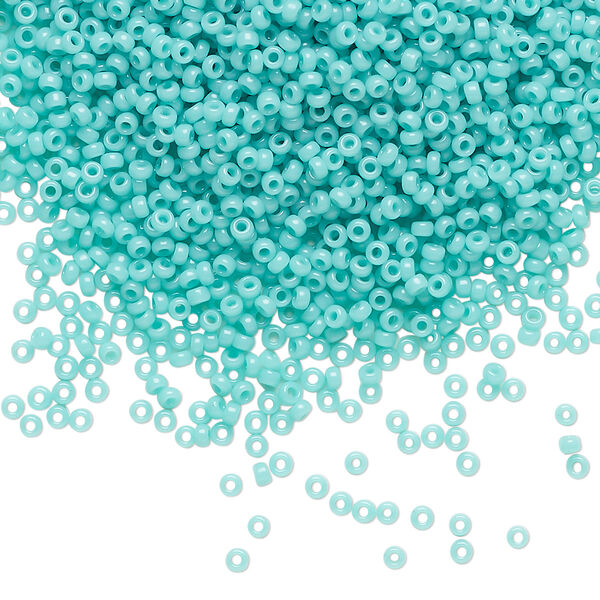 Seed bead, Miyuki, glass, pkg/35g, #15 rocaille, opaque sea opal, (RR-412L). image number 0
