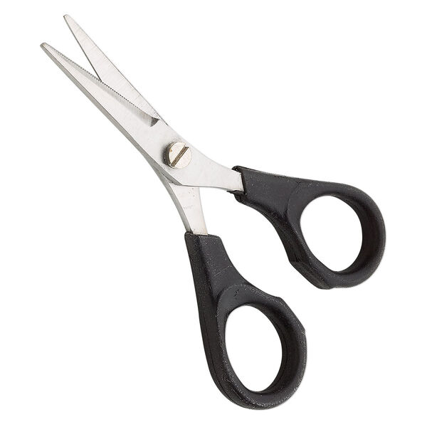 Scissors, stainless steel and plastic, black, 4-1/2 x 2 inches. Sold individually. image number 0