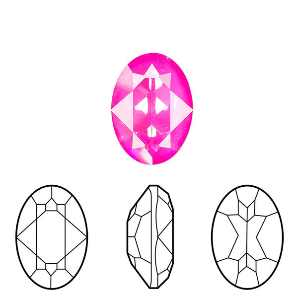 Fancy stone 1pk crystal ultra pink AB, Crystal Passions® 18x13mm oval 4120 image number 0