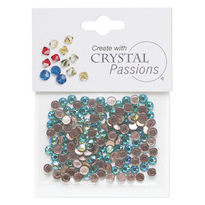 Flat back 1pkg144 peridot shimmer, Crystal Passions&reg; rhinestone 3.80-4.00mm hotfix round SS16