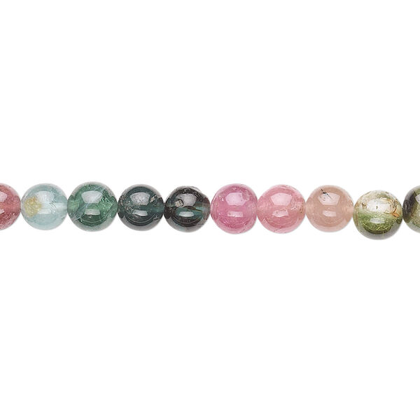 Bead, multi-tourmaline (natural), 5-6mm hand-cut round, B- grade, Mohs hardness 7 to 7-1/2. Sold per 15-1/2" to 16" strand. image number 0