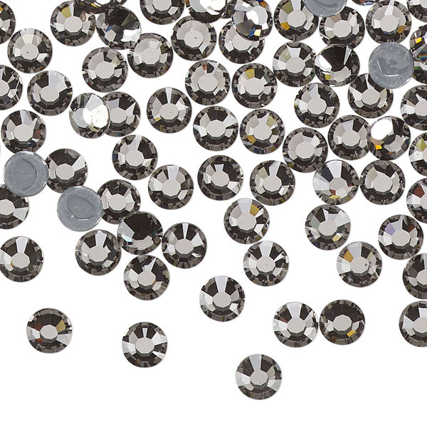 Flat back, Dance With Me™ crystal hotfix rhinestone, black diamond, foil back, 4.6-4.8mm rose, SS20. Sold per pkg of 144 (1 gross). image number 0