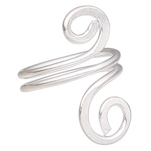 Ring, Hill Tribes, silver-plated brass, 27mm wide with double spiral design, size 7-1/2. Sold individually.