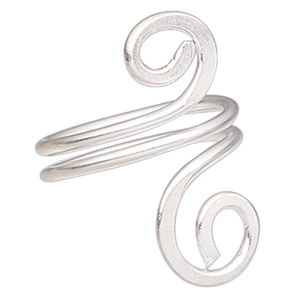 Ring, Hill Tribes, silver-plated brass, 27mm wide with double spiral design, size 7-1/2. Sold individually. image number 0