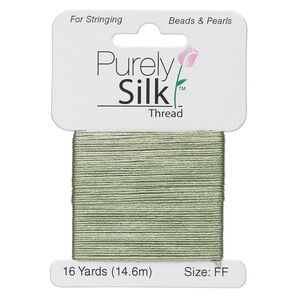 Thread, Purely Silk™, dark green, size FF. Sold per 16-yard card.