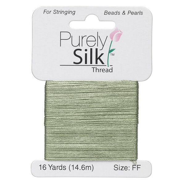 Thread, Purely Silk™, dark green, size FF. Sold per 16-yard card. image number 0