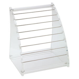 Display, bead rack, acrylic and stainless steel, clear, 9-1/2 x 8 x 7 inches with 8-inch rods. Sold per 9-piece set.