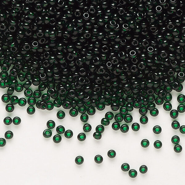 Seed bead, Preciosa Ornela Czech glass, pkg/50g, #11 rocaille, transparent dark green, (50150). image number 0