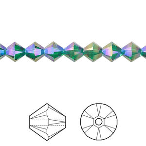Bead 1pkg360 majestic green shimmer 2X, Swarovski®, 6mm bicone 5328