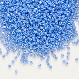 Seed bead, Delica®, glass, pkg/7.5g, #11 round, opaque rainbow medium blue (DB-0167).