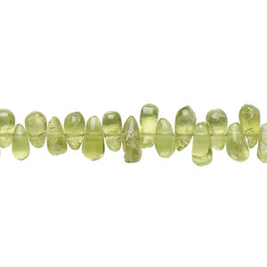 Peridot 1pkg1, hand-cut top-drilled teardrop bead natural 15.5-16 inch 5x4mm-8x5mm