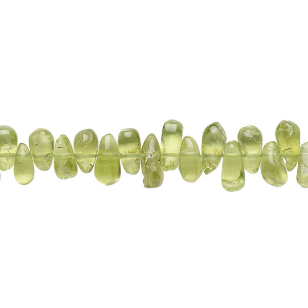 Peridot 1pkg1, hand-cut top-drilled teardrop bead natural 15.5-16 inch 5x4mm-8x5mm image number 0
