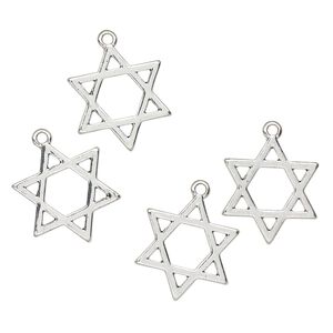 Drop, antique silver-finished "pewter" (zinc-based alloy), 21x18mm Star of David. Sold per pkg of 4.