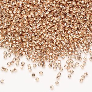 Seed bead, Miyuki Delica®, glass, pkg/250g, #11 round, Duracoat® opaque galvanized rose gold.