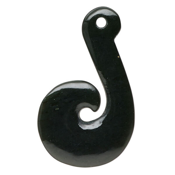 Nephrite jade 1pkg1, hand-cut 2-sided hook focal natural B grade, 45x28mm-47x30mm image number 0