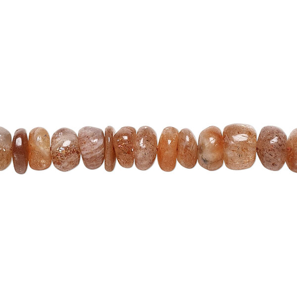 Sunstone 1pkg1, hand-cut rondelle bead natural C- grade, 13 inch 6x3mm-7x5mm image number 0
