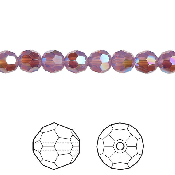Bead 12pk cyclamen opal shimmer, Crystal Passions® 6mm round 5000 image number 0