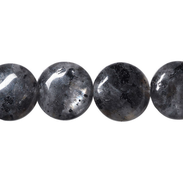 Bead, blue labradorite (natural), 14mm flat round, B- grade, Mohs hardness 6 to 6-1/2. Sold per 15-1/2" to 16" strand. image number 0