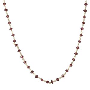 Necklace, garnet (natural) and gold-finished sterling silver, 3.5-4mm hand-cut faceted rondelle, 18 inches with S-hook clasp. Sold individually.