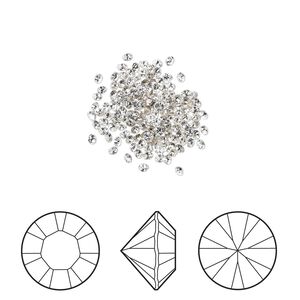 Chaton 1440pk crystal clear foil back, Swarovski® 1.4-1.5mm round PP8 1028