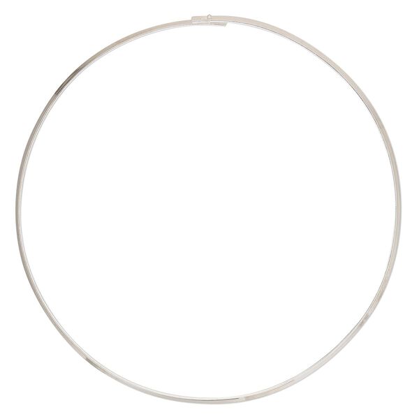 Neckwire, silver-plated brass, 3mm rigid flat, 16 inches with locking ends. Sold individually. image number 0