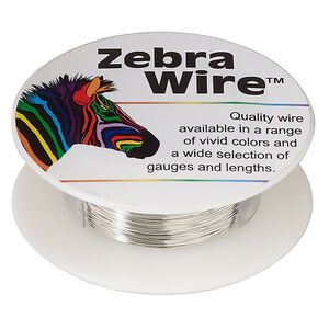 Wire, Zebra Wire™, tinned copper, silver color, round, 30 gauge. Sold per 50-yard spool.