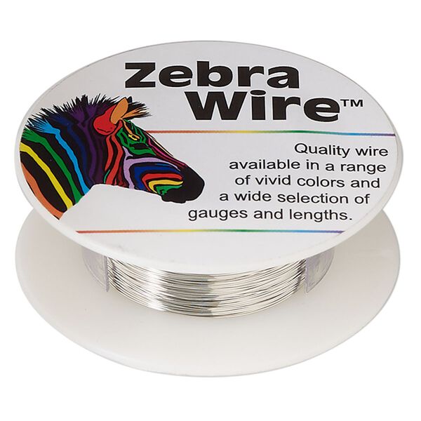 Wire, Zebra Wire™, tinned copper, silver color, round, 30 gauge. Sold per 50-yard spool. image number 0