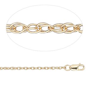 Chain 1pkg1 14Kt gold rope, 1.5mm / lobster claw clasp, Gossamer™ 24 inch