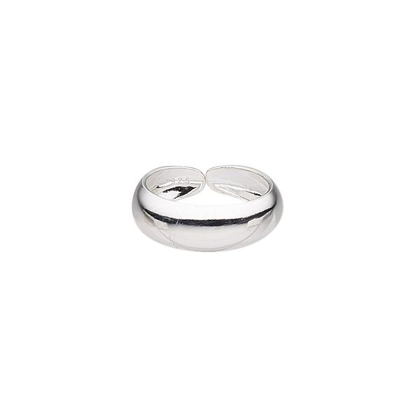 Toe ring, sterling silver, plain band, adjustable. Sold individually. image number 0