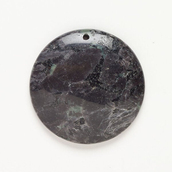 Blue labradorite 1pkg1, top-drilled domed puffed flat round focal natural, 45mm image number 0