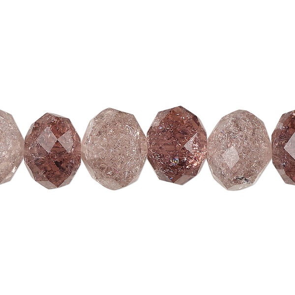 Bead, crackle glass, translucent purple and light purple, 12x9mm faceted rondelle. Sold per pkg of 20. image number 0