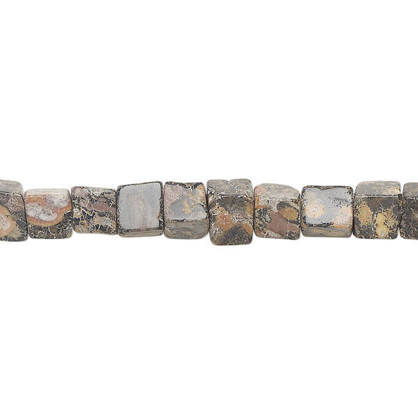 Leopardskin jasper 1pkg1, cube bead natural B- grade, 15 inch 4-6mm image number 0