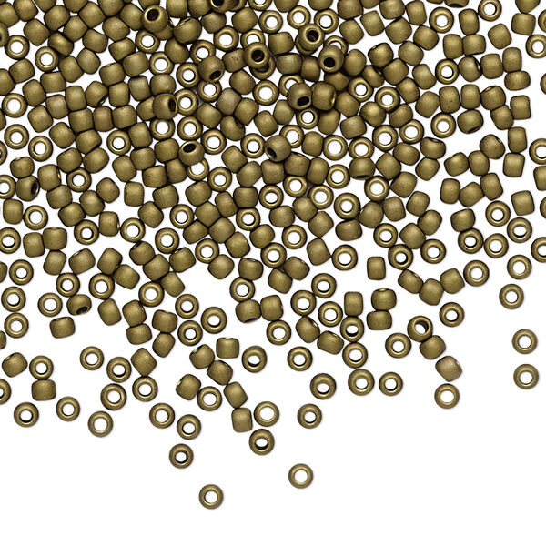 Seed bead, TOHO BEADS®, glass, pkg/7.5g, #11 round, opaque frosted antique bronze (TR-11-223F). image number 0