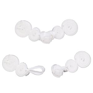 Clasp, button, nylon, white, 2-1/2x1/2". Sold per pkg of 5.