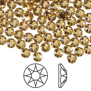 Flat back 1440pk dark jonquil foil back, Swarovski® hotfix 4.6-4.8mm round SS20 2078