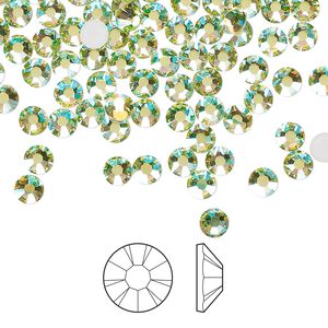 Flat back 144pk limecicle AB foil back, Preciosa MAXIMA Czech crystal rhinestone 3.8-4mm chaton rose round SS16