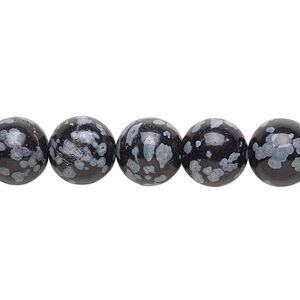 Snowflake obsidian 1pkg1, hand-cut round bead natural 15.5-16 inch 10mm
